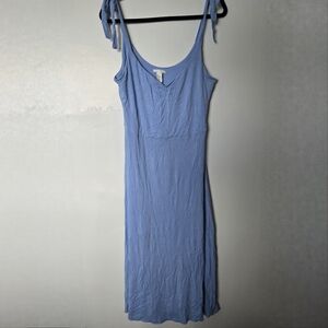 H&M Light Blue Tied Straps A Line V Neck Dress